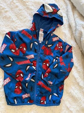 Like New! Marvel Red & Blue Spider-Man Hooded Kids jacket size 6